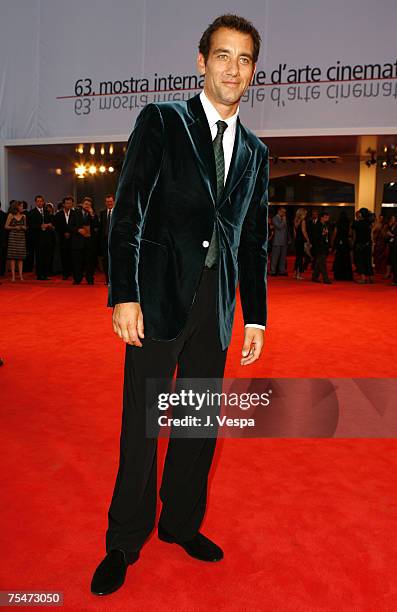 Clive Owen at the Palazzo del Cinema in Venice Lido, Italy.