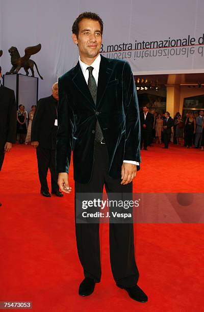 Clive Owen at the Palazzo del Cinema in Venice Lido, Italy.