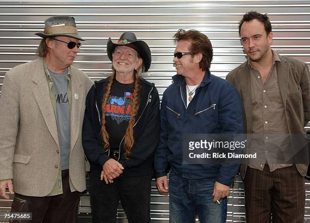 Neil Young, Willie Nelson, John Mellencamp and Dave Matthews at the Tweeter Center at the Waterfront in Camden, New Jersey