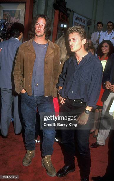 File photo Keanu Reeves & Alex Winter at Bill & Teds Excellent Adventure premiere at the Directors Guild of America Theater in Hollywood, California