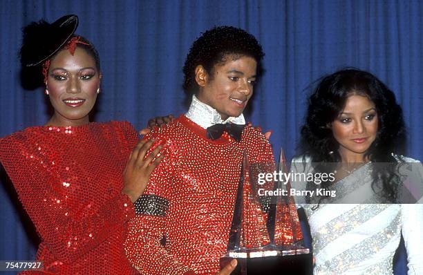 Bonnie Pointer, Michael Jackson & LaToya Jackson at the American Music Awards at the Shrine Auditorium in Los Angeles, California