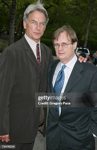 Mark Harmon and David McCallum at the CBS Television Network 2003-2004 UpFront Party at Tavern on the Green in New York City, New York.