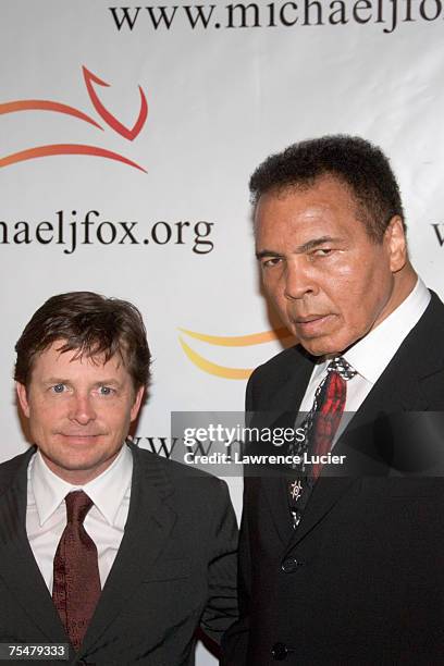 Michael J. Fox and Muhammad Ali at the "A Funny Thing Happened on the Way to Cure Parkinson's" A Benefit Evening for The Michael J. Fox Foundation...