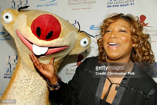 Queen Latifah, voice of Ellie, poses with Sid the Sloth from the... News  Photo - Getty Images
