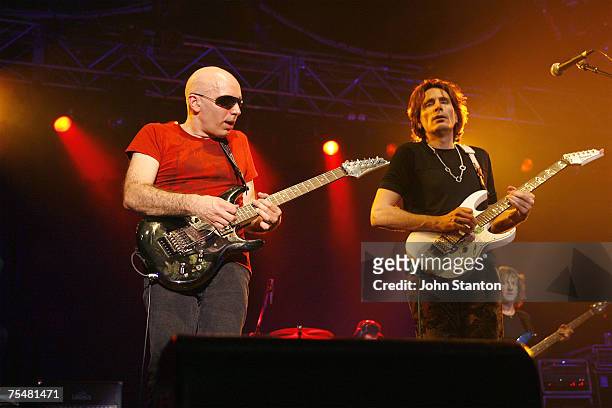 Joe Satriani and Steve Vai at the Hordern Pavillion, Sydney in Sydney, Australia.