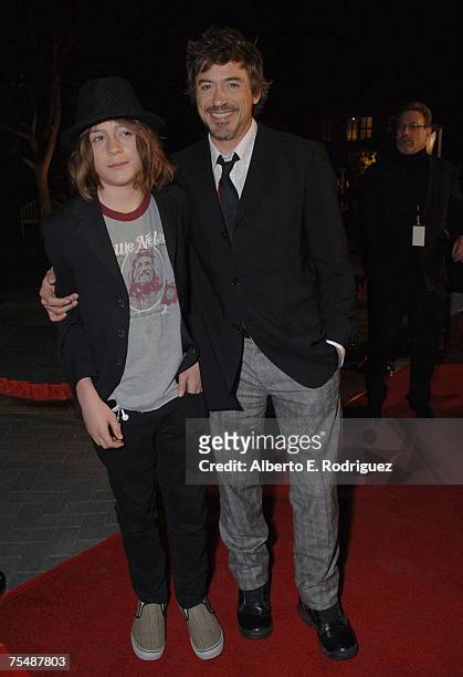 Robert Downey Jr. And son Indio at the Paramount Studios in Hollywood, California