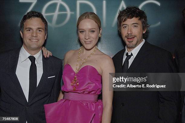 Mark Ruffalo, Chloe Sovigny and Robert Downey Jr. At the Paramount Studios in Hollywood, California