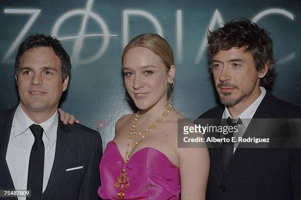 Mark Ruffalo, Chloe Sovigny and Robert Downey Jr. At the Paramount Studios in Hollywood, California