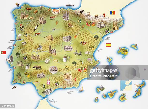 ilustrações de stock, clip art, desenhos animados e ícones de map of spain and portugal - mapa portugal