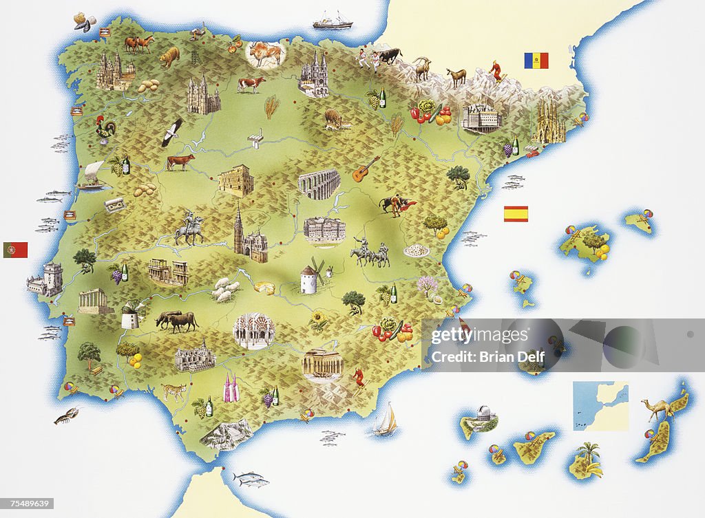 Map of Spain and Portugal