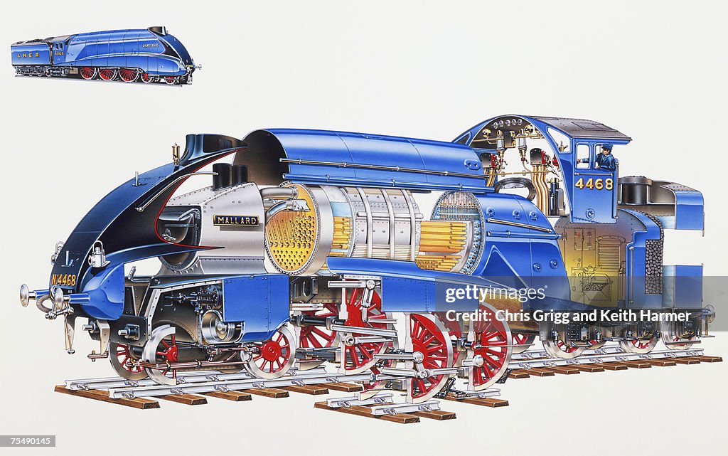 Mallard Steam Engine, expanded cross-section