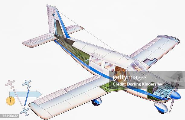 small, fixed-wing aircraft, cross-section, elevated view - small airplane stock illustrations