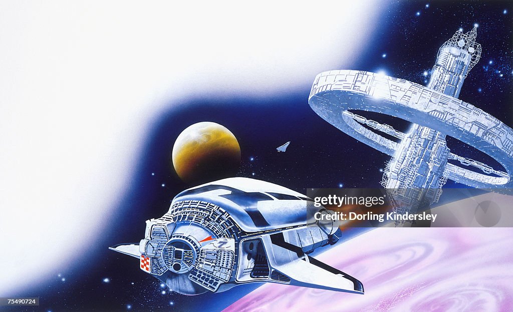 Futuristic space station and space craft