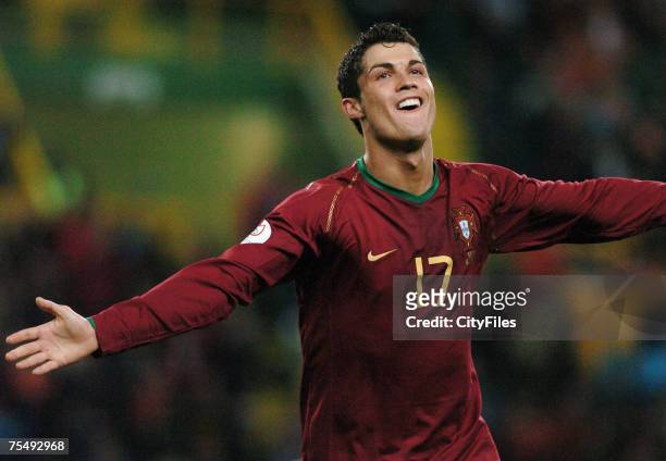 Cristiano Ronaldo during UEFA Euro 2008 Qualifying match between Portugal and Belgium in Lisbon, Portugal on March 20, 2007.