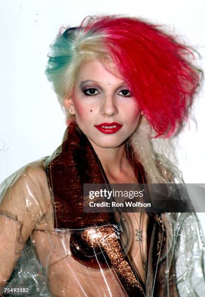 Dale Bozzio of Missing Persons performs on the TV show "Solid Gold" at KTLA Studios in Los Angeles.