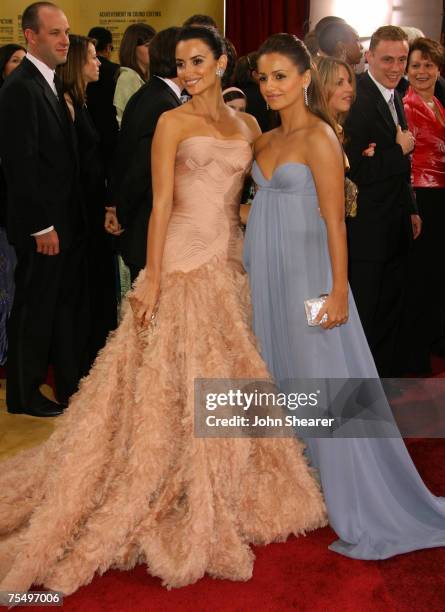 Penelope Cruz, nominee Best Actress in a Leading Role for ?Volver?, and Monica Cruz at the Kodak Theatre in Los Angeles, California