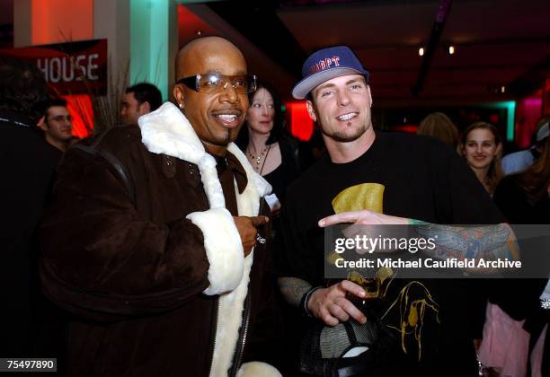 Hammer and "Vanilla Ice" during The WB Networks 2004 All Star Party - Inside at the Hollywood and Highland in Hollywood, California.