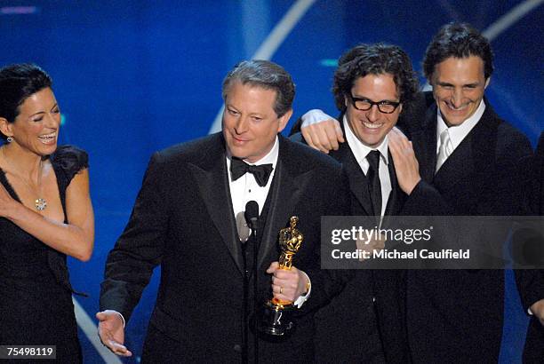 Al Gore, Davis Guggenheim and producers accepts Best Documentary Feature award for ?An Inconvenient Truth? at the Kodak Theatre in Los Angeles,...