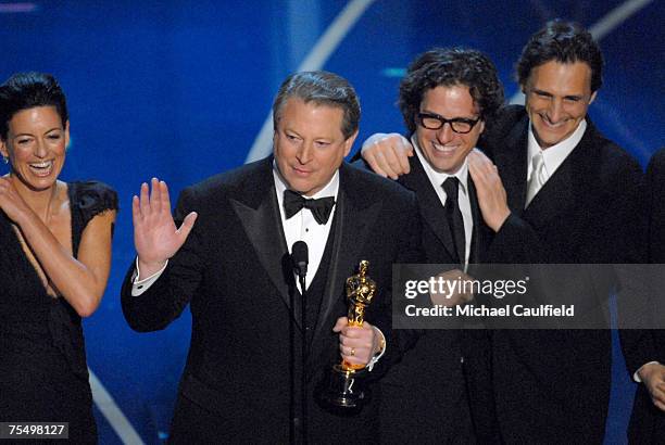 Al Gore, Davis Guggenheim and producers accepts Best Documentary Feature award for ?An Inconvenient Truth? at the Kodak Theatre in Los Angeles,...