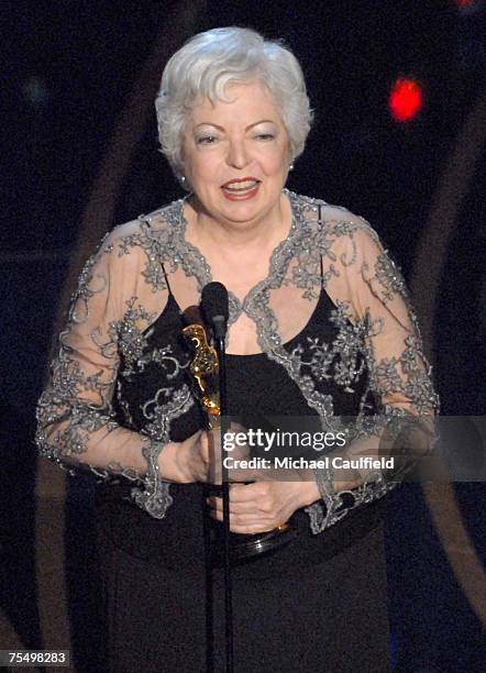 Thelma Schoonmaker accepts Best Film Editing award for ?The Departed? at the Kodak Theatre in Los Angeles, California