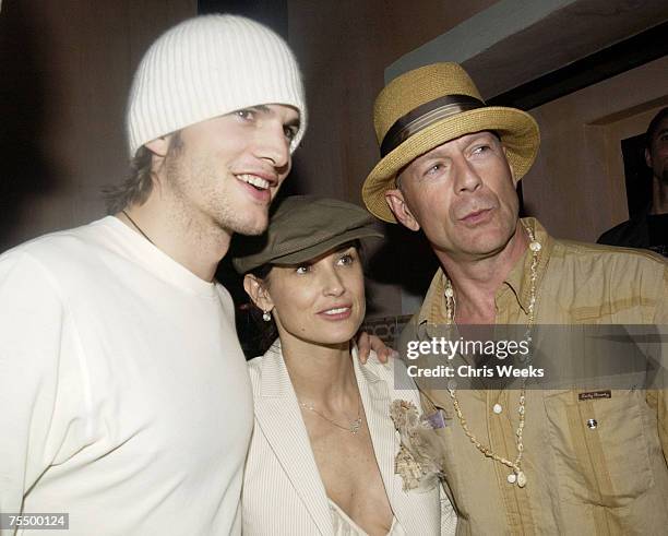 Ashton Kutcher, Demi Moore and Bruce Willis at the The Spider Room in Hollywood, California