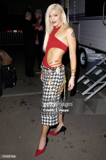 Gwen Stefani of No Doubt poses backstage at the My VH-1 Music Awards 2001 at the Shrine Auditorium in Los Angeles, California.