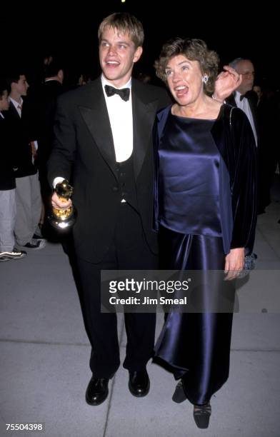 Matt Damon and mother Nancy at the Morton's Restaurant in Beverly Hills, California