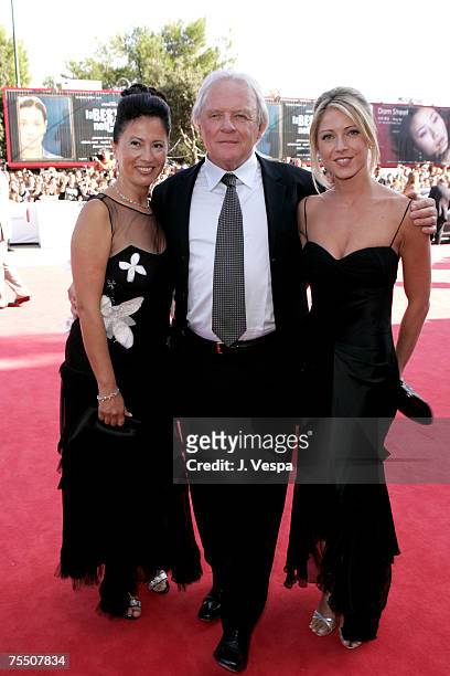 Anthony Hopkins with wife Stella Arroyave and Lisa Pepper at the Venice Lido in Venice Lido, Italy.