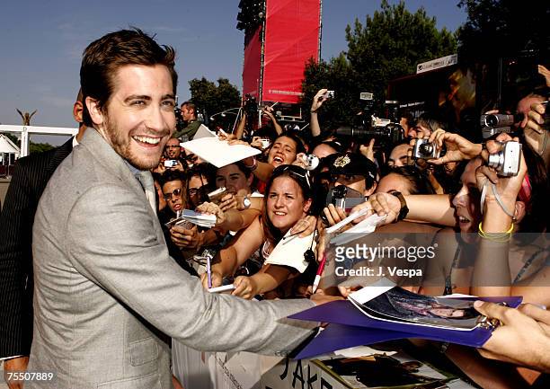 Jake Gyllenhaal at the Venice Lido in Venice, Italy.