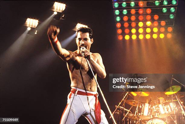 Freddie Mercury of Queen, 1982 Tour at the Various Locations in Oakland, California