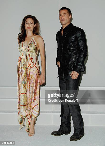 Angelina Jolie and Brad Pitt at the ShoWest 2005 - 20th Century Fox Luncheon at Paris Hotel in Las Vegas, Nevada.