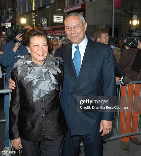 Alma Powell and Colin Powell at the The Cort Theatre in New York City, New York