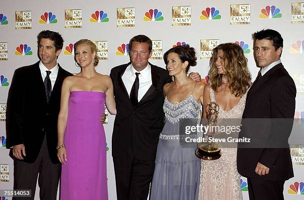 Cast members of "Friends" winner for Best Comedy Series at the 54th Annual Emmy Awards. L-R: David Schwimmer, Lisa Kudrow, Matthew Perry, Courteney...