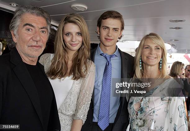 Roberton Cavalii, Mischa Barton, Hayden Christensen and Martha De Laurentiis at the Yacht Satine in Cannes, France.