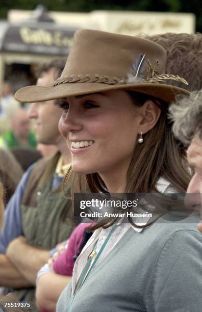 Kate Middleton, girlfriend of Prince William, attends the second day of the Gatcombe Park Festival of British Eventing at Gatcombe Park, on August 6,...