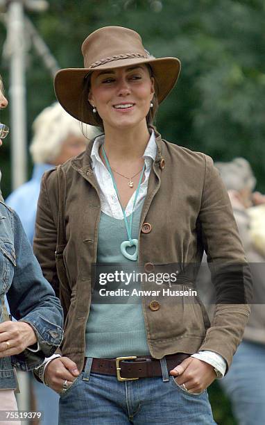 Kate Middleton, girlfriend of Prince William, attends the second day of the Gatcombe Park Festival of British Eventing at Gatcombe Park, on August 6,...