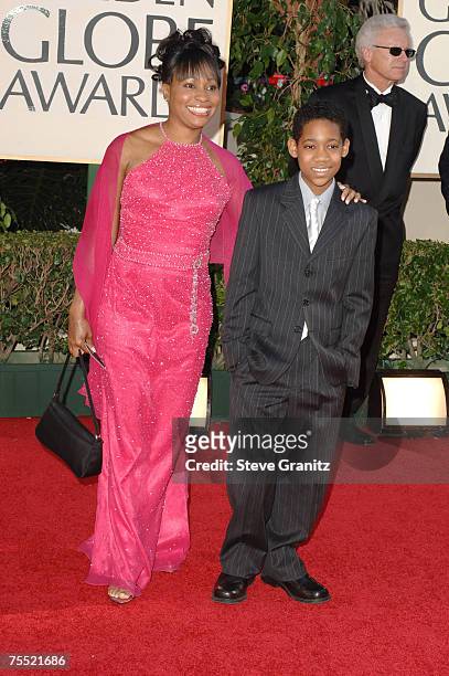 Angela Williams and son Tyler James Williams at the Beverly Hilton Hotel in Beverly Hills, California