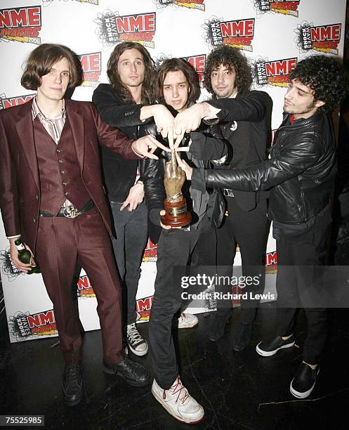 The Strokes winners of Best International Band at the Shockwave NME Awards 2006 at the Hammersmith Palais in London, United Kingdom.