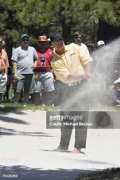 Jim McMahon plays in the American Century Championship Golf Tournament at the Edgewood Tahoe Golf Course in Lake Tahoe, Nevada on July 14, 2007