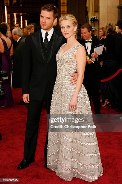 Ryan Phillippe and Reese Witherspoon, nominee Best Actress in a Leading Role for "Walk the Line" at the The 78th Annual Academy Awards - Arrivals at...