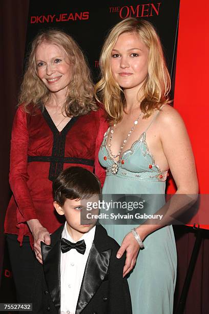 Mia Farrow, Julia Stiles and Seamus Davey-Fitzpatrick at the The Cinema Society & DKNY Jeans present a special screening of "The Omen", arrivals at...