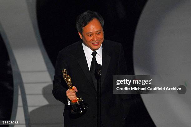 Ang Lee wins award for Achievement in Directing for "Brokeback Mountain" at the Kodak Theatre in Hollywood, California