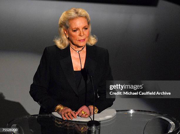 Lauren Bacall introduces a retrospective of film noir at the Kodak Theatre in Hollywood, California