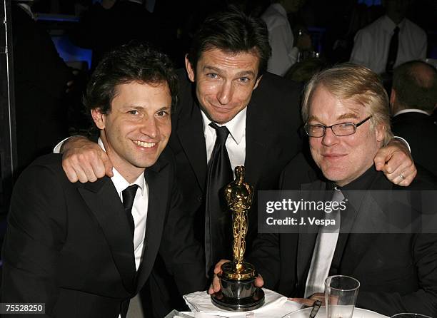 Bennett Miller, director of "Capote", Dan Futterman, nominee Best Adapted Screenplay for ?Capote? and Philip Seymour Hoffman, winner Best Actor in a...