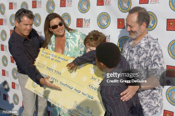 Pierce Brosnan, Keely Shaye Smith, Maxine Clark of Build-A-Bear Workshop, Malcolm David Kelley of Lost and Peter Samuelson of First Star during the...