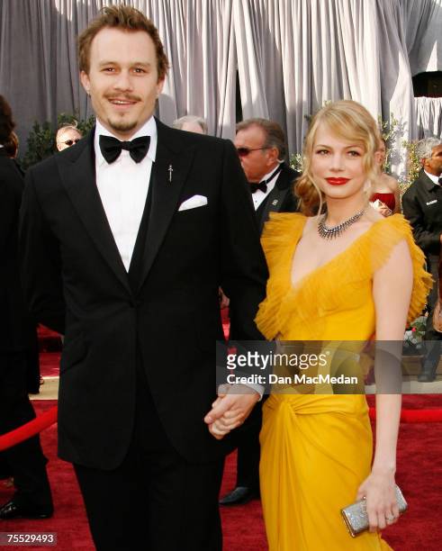 Heath Ledger, nominee Best Actor in a Leading Role for "Brokeback Mountain" and Michelle Williams, nominee Best Actress in a Supporting Role for...