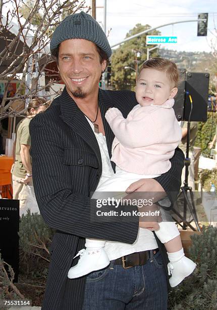 Chris Cornell and daughter Toni at the The John Varvatos 4th Annual Stuart House Charity Benefit - Arrivals at John Varvatos Boutique in West...