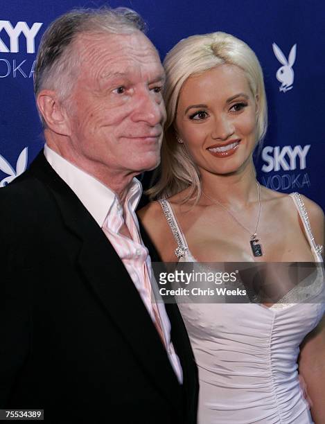 Hugh Hefner and Holly Madison at the Mood in Hollywood, California