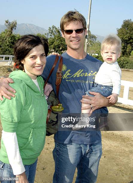 Melanie Shatner, Joel Gretsch and daughter Willow at the Los Angeles Equestrian Center in Burbank, CA.