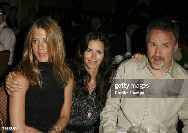 Jennifer Aniston, Courteney Cox Arquette and David Fincher in Los Angeles, California